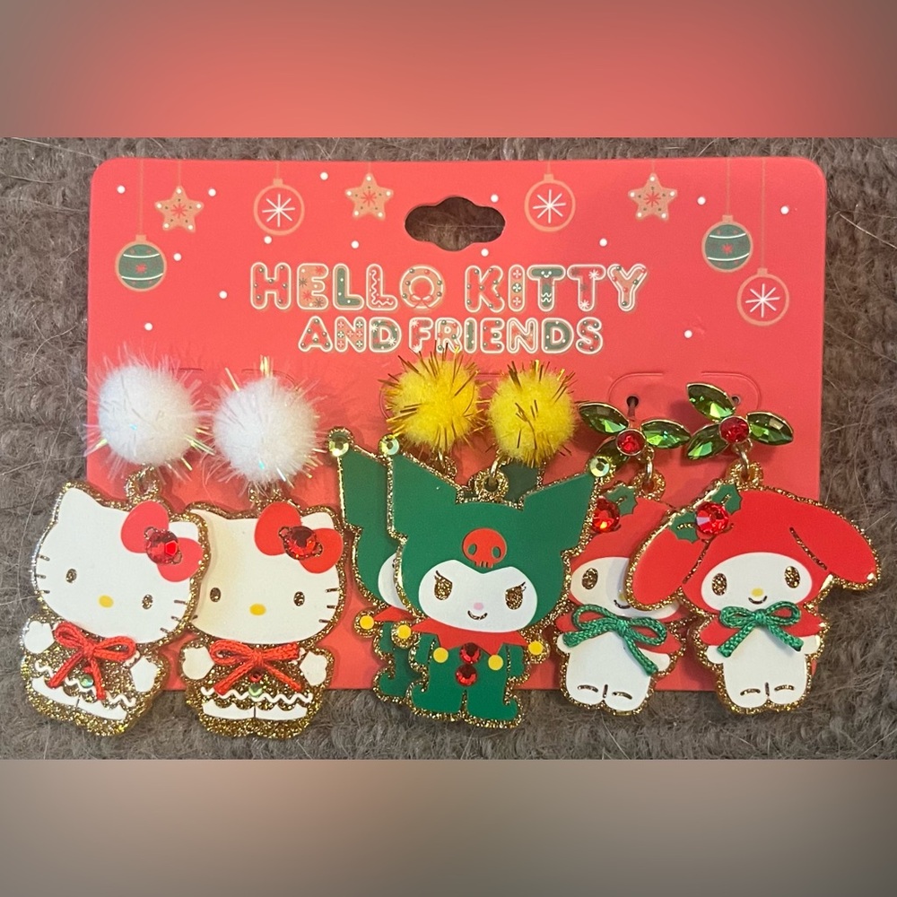 Sanrio Christmas Pierced Earrings Set, NET
